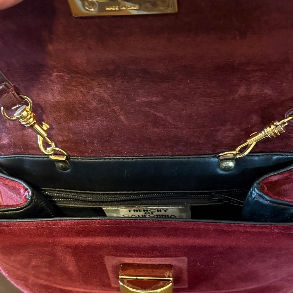 Elegant red wine, suede vintage Frenchy Crossbody Bag - Picture 8 of 11